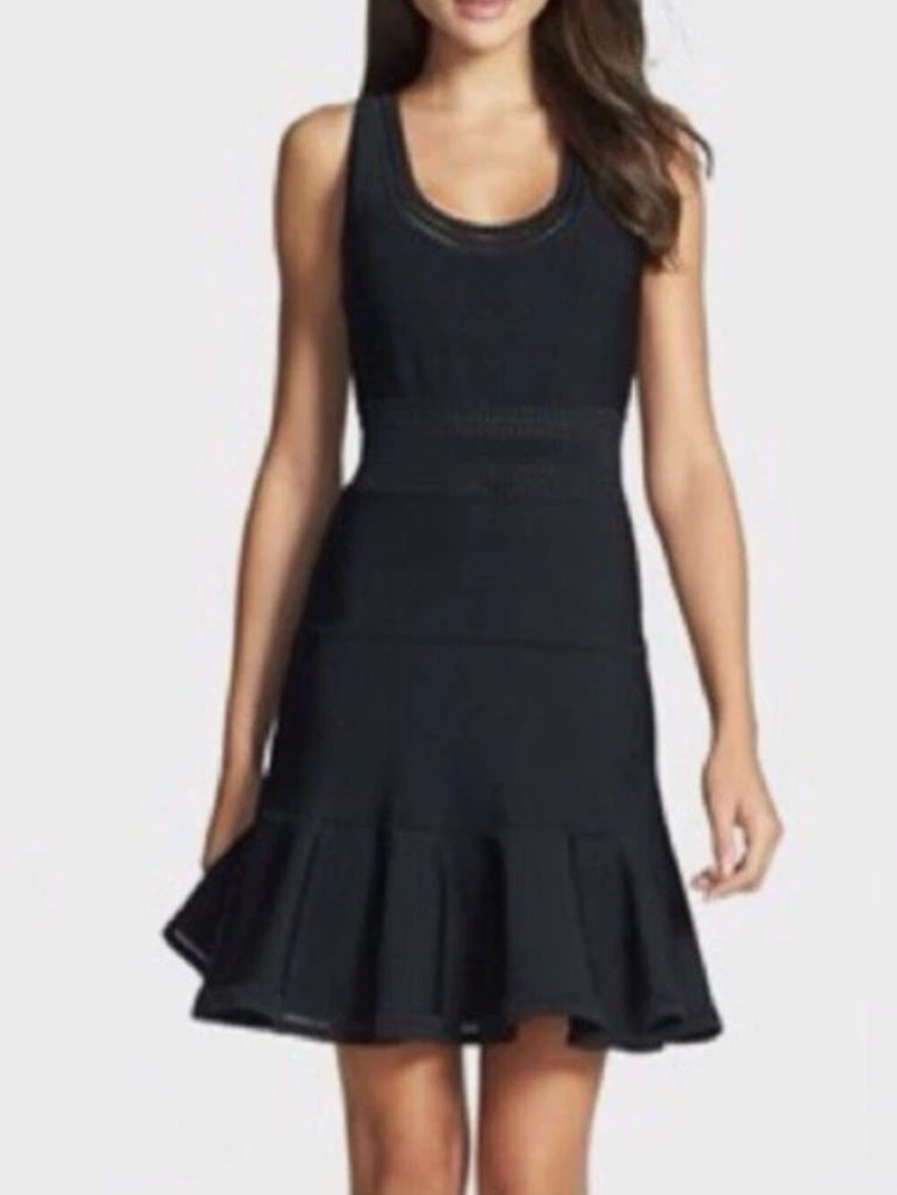 Diane Von Furstenberg Black Knit Fit-and-Flare Mini Dress